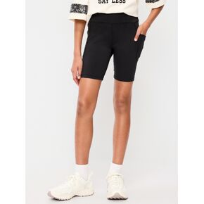 Old Navy High-Waisted StudioSmooth Biker Shorts for Girls - Light Black Heather in Saudi Arabia