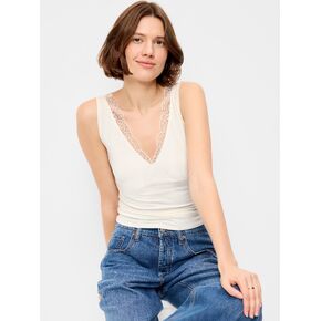 بلوزة Old Navy بدون أكمام برقبة على شكل V وأطراف دانتيل - ملح البحر in Kuwait