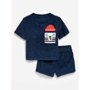 طقم قميص وسروال قصير بأكمام قصيرة وجيب تيري من Old Navy للأطفال - ليلة غامضة in Kuwait