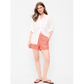 Old Navy High-Waisted Linen-Blend Shorts -- 3.5-inch inseam - Orange Stripe in Kuwait