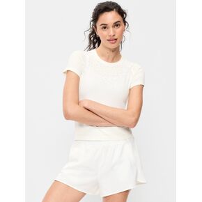 Old Navy Seamless Textured Cropped T-Shirt - Magnolia in Saudi Arabia