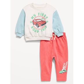 طقم سويت شيرت وسروال رياضي بأكمام طويلة من Old Navy للأطفال - أحمر Roadtrip in Kuwait