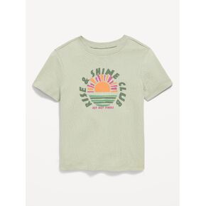 تي شيرت برسومات للجنسين بأكمام قصيرة من Old Navy للأطفال الصغار - FADED SEAGRASS in Kuwait