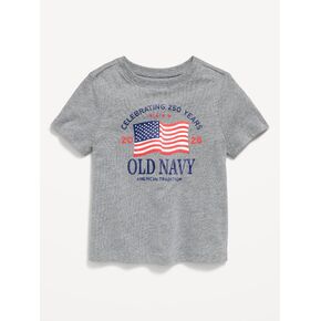 تي شيرت مطبوع عليه شعار بأكمام قصيرة للجنسين من Old Navy للأطفال الصغار - رمادي in Kuwait