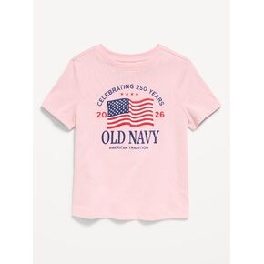 تي شيرت مطبوع عليه شعار بأكمام قصيرة للجنسين من Old Navy للأطفال الصغار - لون أحمر خدود in Kuwait
