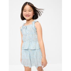 Old Navy Printed Sleeveless Ruffled Top for Girls - Light Blue Floral in Kuwait