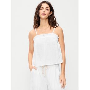 Old Navy Crinkle Gauze Tank Top - White Lilies in Kuwait