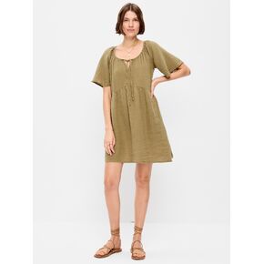 Old Navy Crinkle Gauze Flutter-Sleeve Mini Swing Dress - Kombu in Saudi Arabia