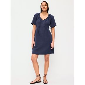 Old Navy Crinkle Gauze Flutter-Sleeve Mini Swing Dress - Lost at Sea Navy in Saudi Arabia