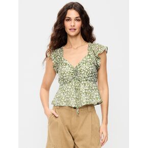 بلوزة Old Navy بأكمام واسعة وواسعة - زهور خضراء in Kuwait