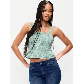 قميص بدون أكمام Old Navy Smocked Peplum - قماش قطني أخضر in Kuwait