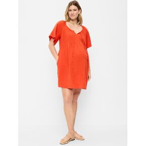 Old Navy Maternity Crinkle Gauze Flutter-Sleeve Mini Swing Dress - Ornament Orange in Saudi Arabia