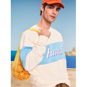 Old Navy Loose Color-Block Crew-Neck Sweatshirt - Creme De La Creme in Kuwait