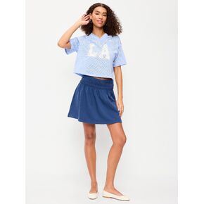 Old Navy SoSoft Terry Smocked-Waist Mini Skirt - Pacific Blue in Kuwait