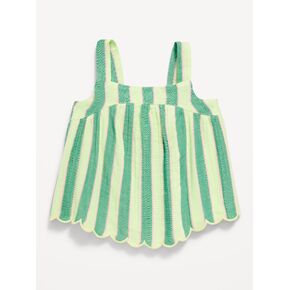 بلوزة Old Navy بدون أكمام بحاشية صدفية مزدوجة للفتيات الصغيرات - شريط أخضر in Kuwait