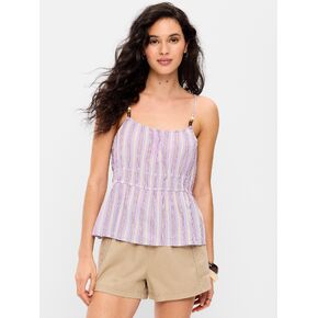 Old Navy Fitted Smocked Tank Top - Purple Stripe in Saudi Arabia