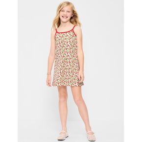 Old Navy Fitted Sleeveless Ribbed Swing Dress for Girls - Strawberry in Saudi Arabia