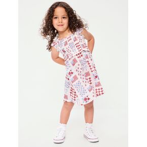 Old Navy Printed Sleeveless Smocked Dress for Toddler Girls - Americana in Kuwait