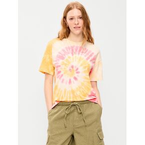 Old Navy Vintage Crew-Neck T-Shirt - Orange Pink Tie-Dye in Kuwait