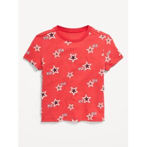 تي شيرت مطبوع بأكمام قصيرة من Old Navy للأولاد الصغار - أحمر/نجوم in Kuwait