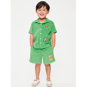 طقم قميص وشورت مطرز بأكمام قصيرة من Old Navy للأولاد الصغار - أخضر ساطع in Kuwait
