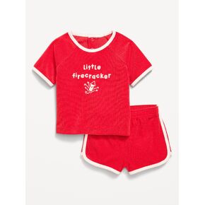 Old Navy Short-Sleeve Terry Graphic Top and Shorts Set for Baby - Torchlight in Saudi Arabia