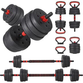 4-in-1 Adjustable Dumbbell Set, 44LB Free Weight Set with Connector, Converts to Barbell, Kettlebell & Push-Up Stand, Home Gym Equipment for Men & Women Strength Training in Kuwait