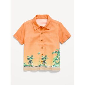 قميص بأكمام قصيرة مطبوع من Old Navy للأولاد الصغار - برتقالي مملح in Kuwait