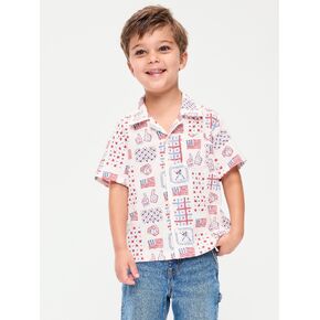 Old Navy Printed Linen-Blend Pocket Shirt for Toddler Boys - Baseball Time in Kuwait