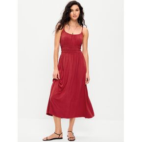 Old Navy Fit & Flare Jersey Smocked-Waist Midi Dress - Loganberry in Kuwait