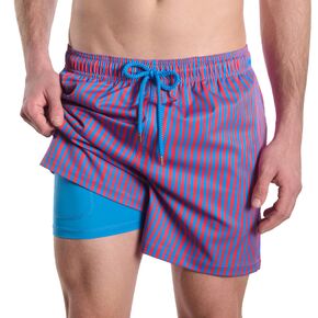 Capelle Miami Marina Pinstripe, Blaze and Tide Hybrid Short, Compression Lined Swim and Resort Trunk in Kuwait