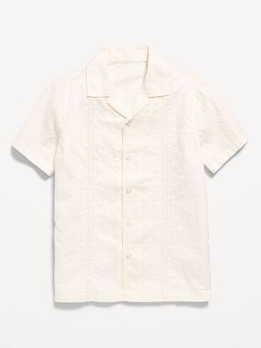 Old Navy Short-Sleeve Embroidered Eyelet Shirt for Boys - Sea Salt in Saudi Arabia