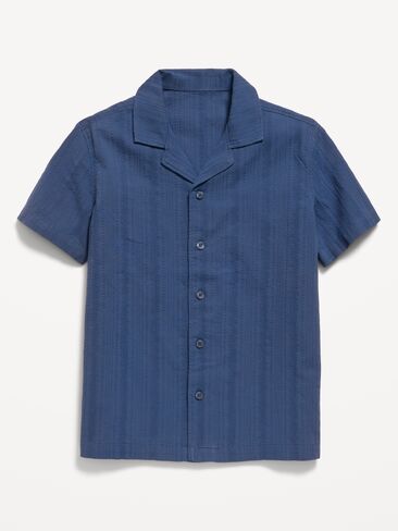 Old Navy Short-Sleeve Embroidered Eyelet Shirt for Boys - Pacific Blue in Saudi Arabia