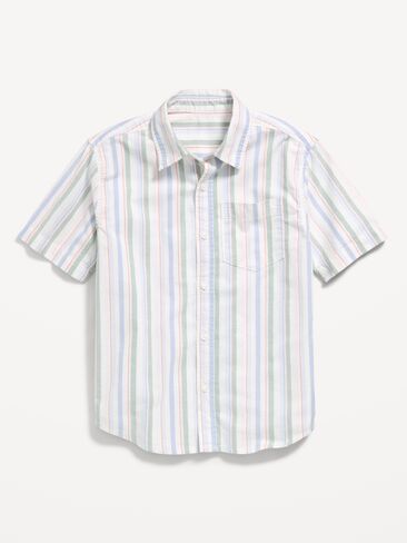 Old Navy Short-Sleeve Striped Pocket Oxford Shirt for Boys - Multicolor Stripe in Saudi Arabia