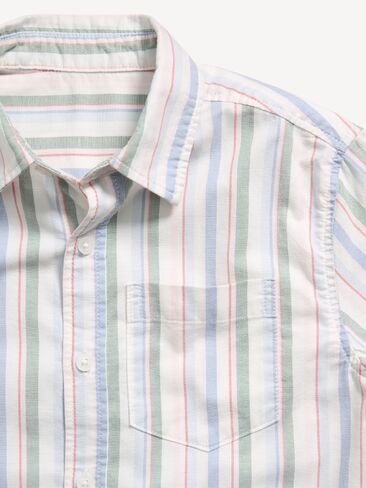 Old Navy Short-Sleeve Striped Pocket Oxford Shirt for Boys - Multicolor Stripe in Saudi Arabia
