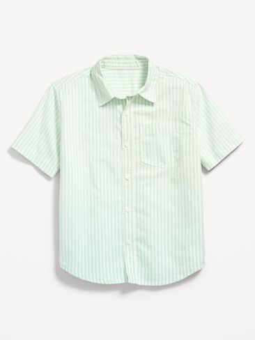 Old Navy Short-Sleeve Striped Pocket Oxford Shirt for Boys - Green Stripe in Saudi Arabia