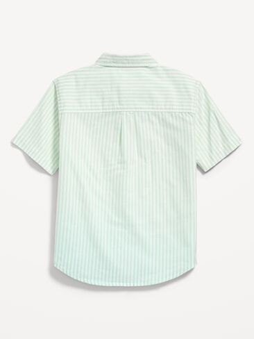 Old Navy Short-Sleeve Striped Pocket Oxford Shirt for Boys - Green Stripe in Saudi Arabia