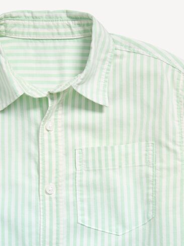 Old Navy Short-Sleeve Striped Pocket Oxford Shirt for Boys - Green Stripe in Saudi Arabia