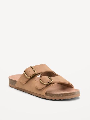 Old Navy Faux-Suede Double-Strap Slide Sandals for Boys - Brown in Saudi Arabia