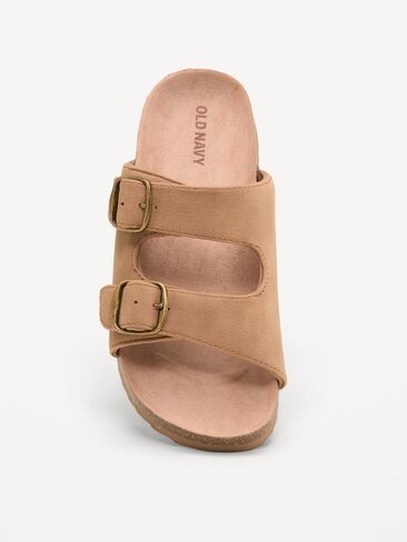 Old Navy Faux-Suede Double-Strap Slide Sandals for Boys - Brown in Saudi Arabia