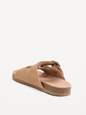 Old Navy Faux-Suede Double-Strap Slide Sandals for Boys - Brown in Saudi Arabia