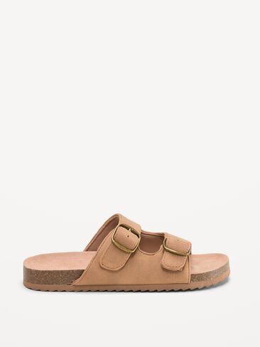 Old Navy Faux-Suede Double-Strap Slide Sandals for Boys - Brown in Saudi Arabia