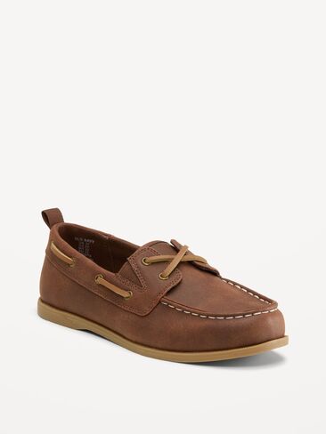 Old Navy Faux-Suede Boat Shoes for Boys - Brown in Saudi Arabia