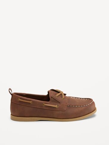 Old Navy Faux-Suede Boat Shoes for Boys - Brown in Saudi Arabia
