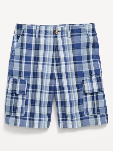 Old Navy Knee Length Baggy Ripstop Cargo Shorts for Boys - Medium Blue Plaid in Saudi Arabia