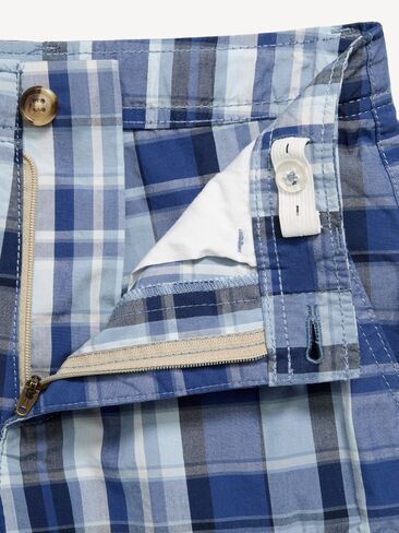 Old Navy Knee Length Baggy Ripstop Cargo Shorts for Boys - Medium Blue Plaid in Saudi Arabia