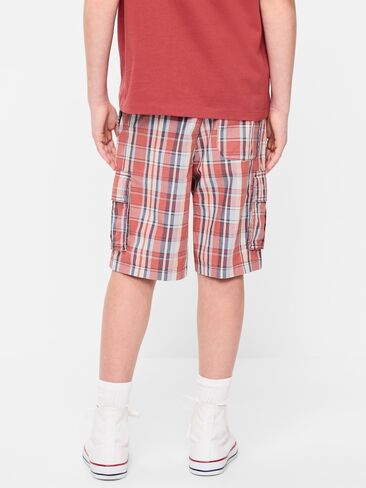Old Navy Knee Length Baggy Ripstop Cargo Shorts for Boys - Red Plaid in Saudi Arabia