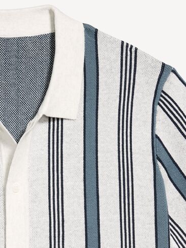 Old Navy Short-Sleeve Striped Sweater Shirt - Neutral Stripe in Saudi Arabia