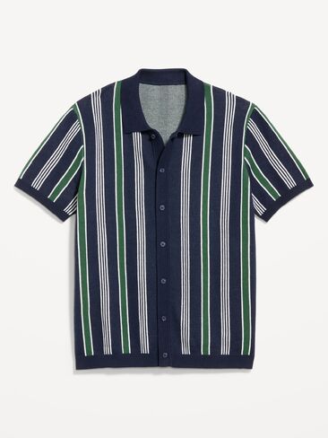 قميص سترة مخطط بأكمام قصيرة من Old Navy - شريط أخضر in Saudi Arabia