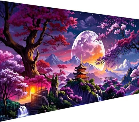 Large Tulip Diamond Painting Kits,Diamond Art for Adults Sunrise Over The Sea Full Round Drill Large Size(31.5 X 15.7inch),Abstract Scenery Paint with Diamonds Crystal Gem for Gift,Wall Decor in Saudi Arabia